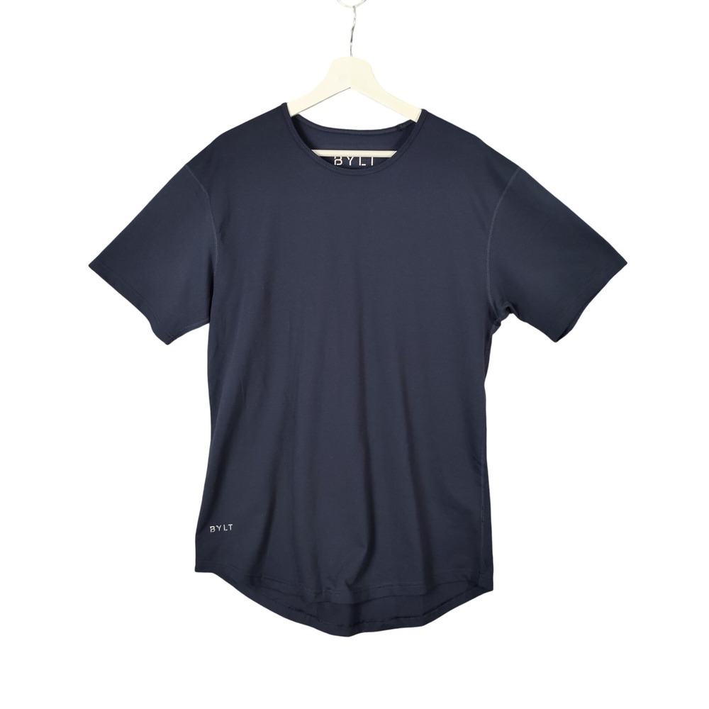 BYLT Drop Cut S/S T-Shirt Short Sleeve Athletic Gym‎ Minimalist Navy Mens Size L